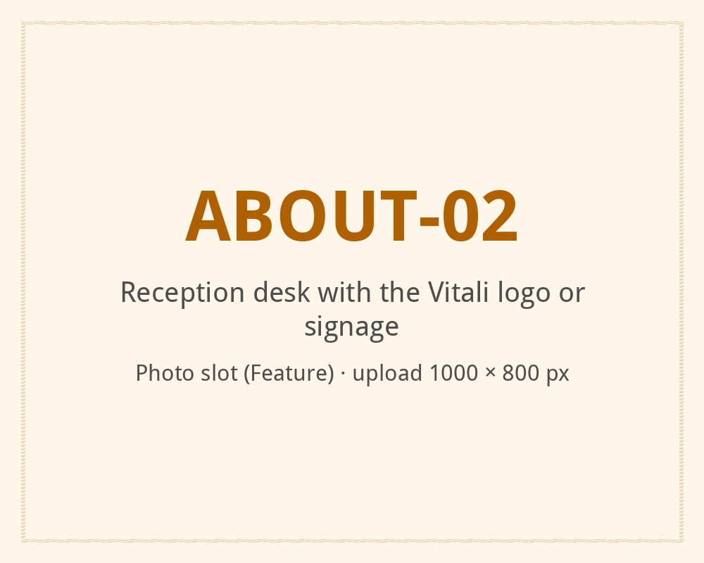 [ALT: Reception desk with the Vitali logo or signage, Vitali Wellness & Spa]