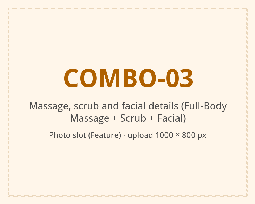 [ALT: Massage, scrub and facial details (Full-Body Massage + Scrub + Facial), Vitali Wellness & Spa]
