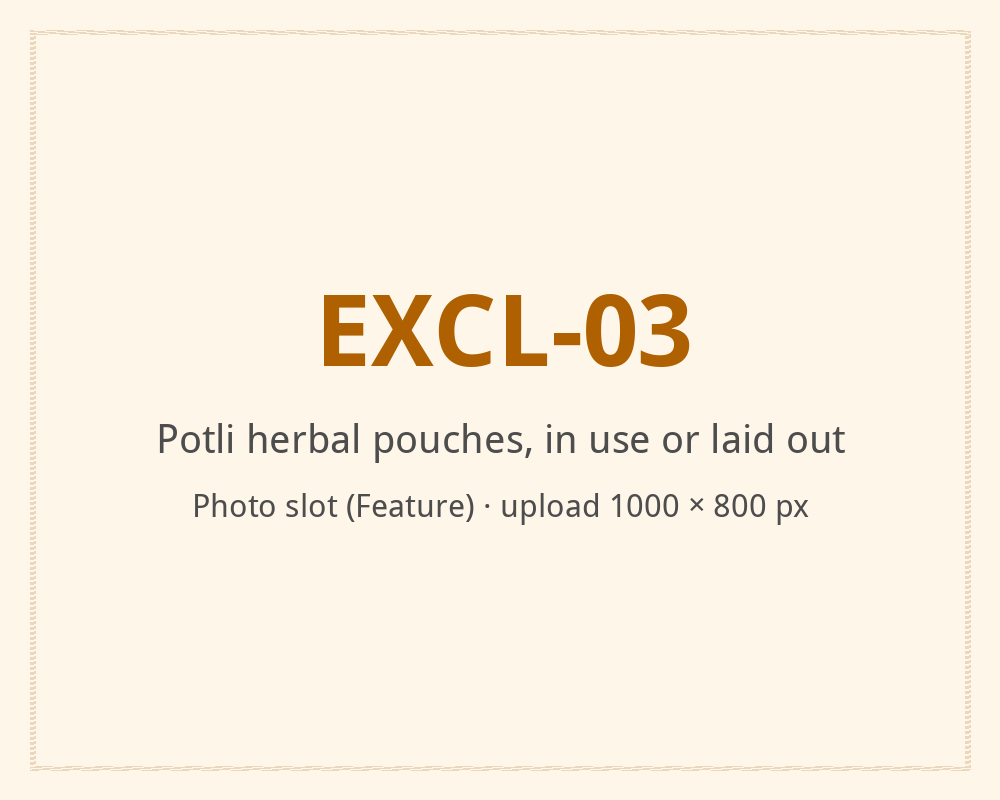 [ALT: Potli herbal pouches, in use or laid out, Vitali Wellness & Spa]