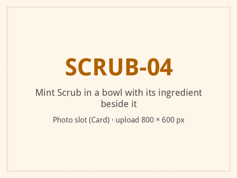 [ALT: Mint Scrub in a bowl with its ingredient beside it, Vitali Wellness & Spa]